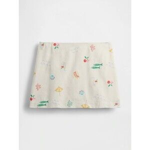 Gap Linen-Blend Mini Skort featuring colorful tropical embroidery